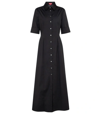 Shop Staud Joan Cotton Poplin Shirt Dress In Black