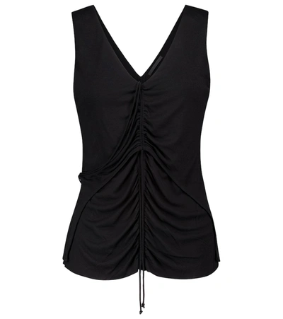 Shop Helmut Lang Scala Ruched Jersey Tank Top In Black