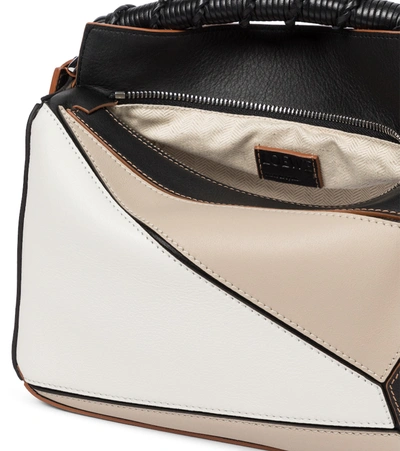 Shop Loewe Puzzle Craft Small Leather Shoulder Bag In Beige