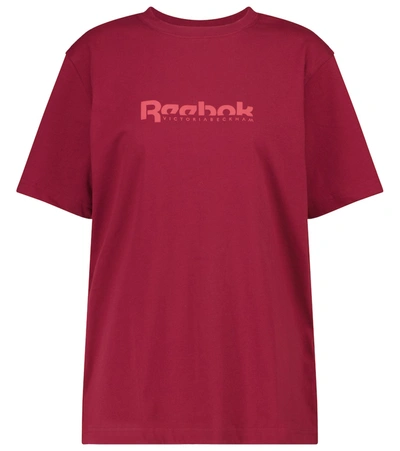 Shop Victoria Beckham Logo Cotton Jersey T-shirt In Red