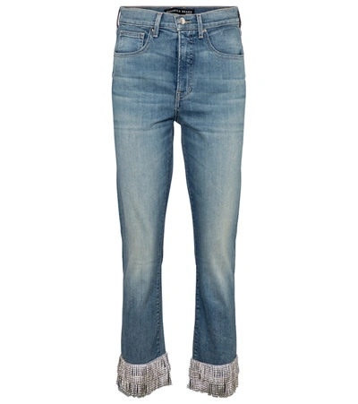 Shop Veronica Beard Ryleigh Embellished High-rise Skinny Jeans In Blue