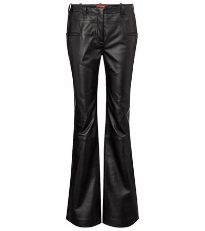 Shop Altuzarra Serge Mid-rise Leather Bootcut Pants In Black