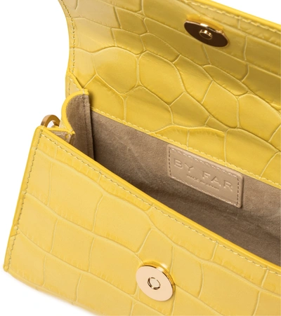 Shop By Far Mini Croc-effect Leather Tote In Yellow