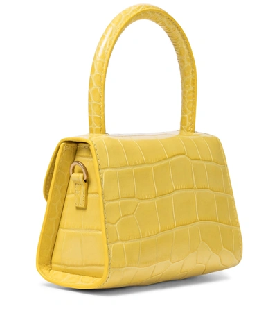 Shop By Far Mini Croc-effect Leather Tote In Yellow