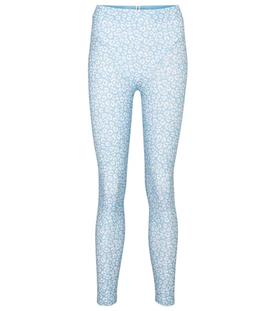 Shop Adam Selman Sport French Cut Leopard-print Leggings In Blue