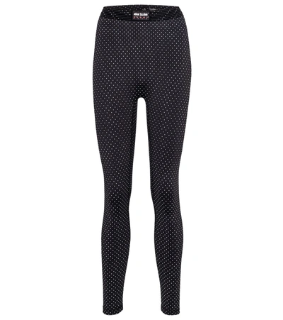 Shop Adam Selman Sport Bonded Polka-dot Mid-rise Leggings In Black