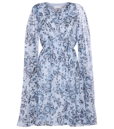 Shop Erdem Austin Printed Silk Voile Minidress In Blue