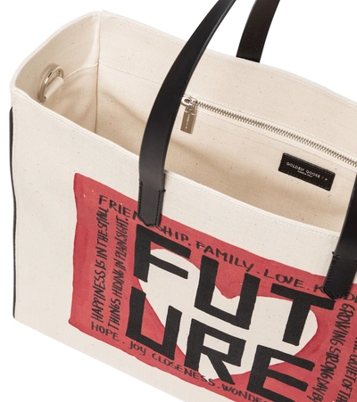 Shop Golden Goose California Printed Canvas Tote In White