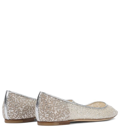 Shop Jimmy Choo Romy Glitter Ballet Flats In Silver