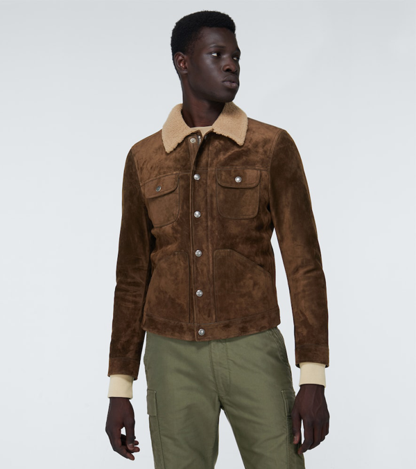 Tom Ford Shearling & Suede Trucker Jacket In Green | ModeSens