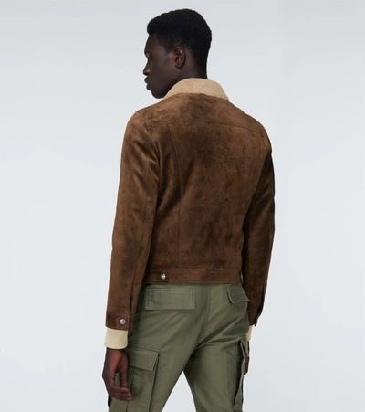 Shop Tom Ford Shearling Trucker Jacket In Beige