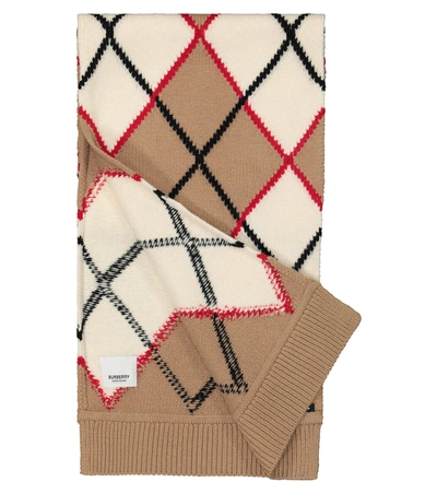 Shop Burberry Argyle Wool And Cashmere Scarf In Brown