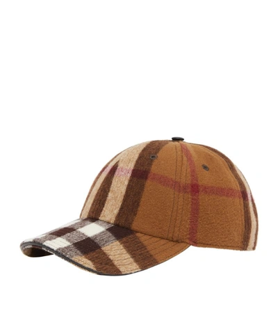 Shop Burberry Wool Baseball Cap In Brown