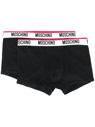 Shop Moschino Logo Waistband Boxer Sets In Black