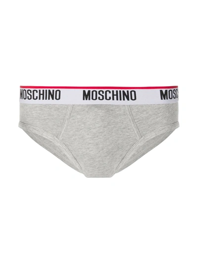 Shop Moschino Logo Waistband Three-pack Briefs In Grey
