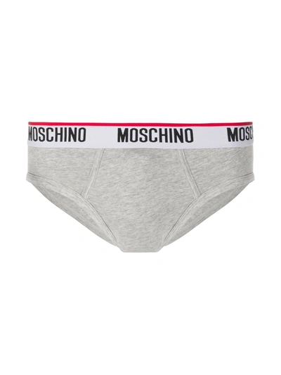 Moschino Logo Waistband Three-pack Briefs In Grey