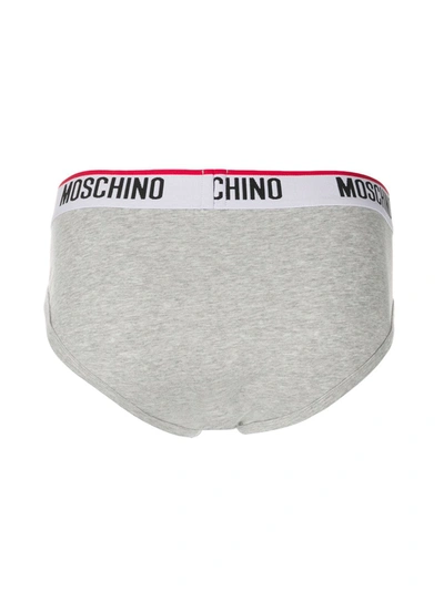 Shop Moschino Logo Waistband Three-pack Briefs In Grey