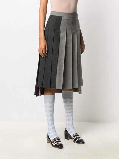 Shop Thom Browne Fun-mix Pleated Wool Skirt In Grey