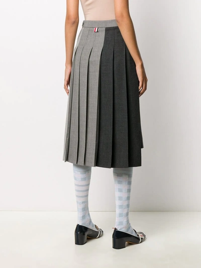 Shop Thom Browne Fun-mix Pleated Wool Skirt In Grey