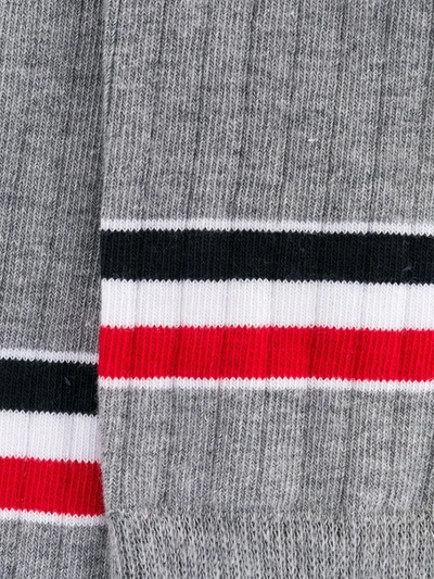 Shop Thom Browne Stripe-print Athletic Mid-calf Socks In Grey