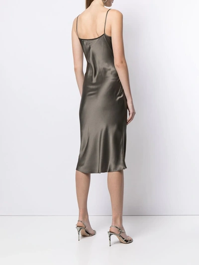 Shop Voz Midi Silk Slip Dress In Brown