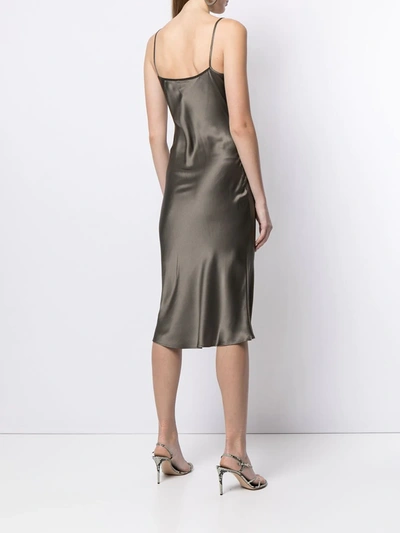 Voz Midi Silk Slip Dress In Brown