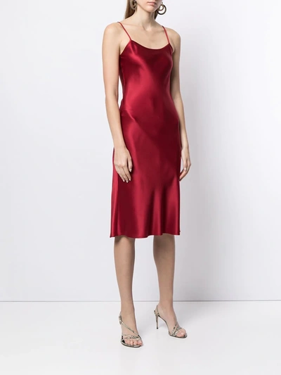 Voz Midi Silk Slip Dress In Red