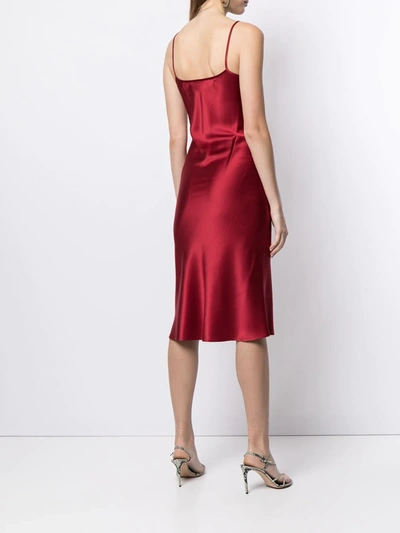 Shop Voz Midi Silk Slip Dress In Red
