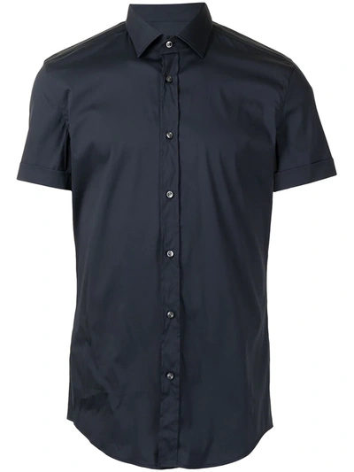 Shop Hugo Boss Formal Short-sleeved Shirt In Blue