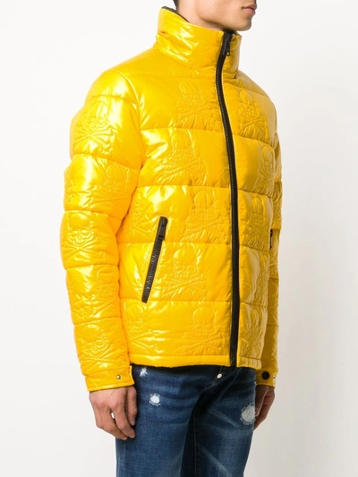 Shop Philipp Plein Skull Padded Jacket In Yellow