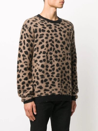 Shop Laneus Cheetah-spot Jacquard Knit Jumper In Brown