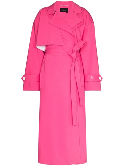 Shop Anouki Tied Waist Trench Coat In Pink