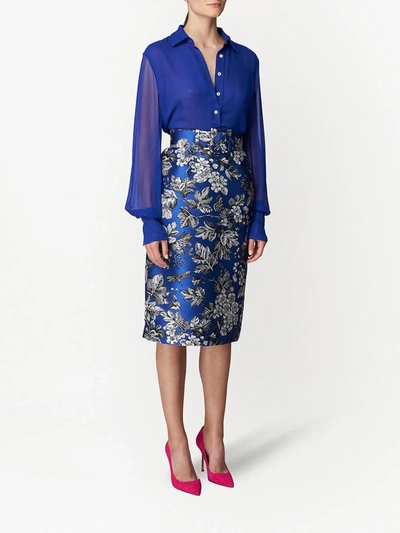 Shop Carolina Herrera Silk-chiffon Shirt In Blue