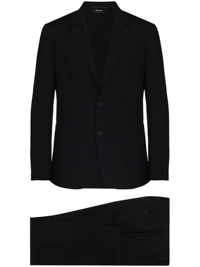 Shop Z Zegna Single-breasted Two-piece Wool Suit In Blue