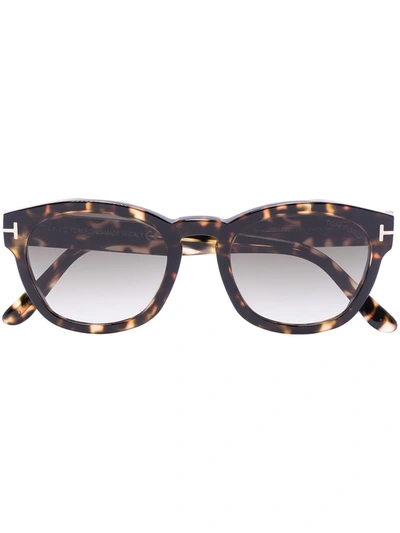 Shop Tom Ford Ft0590 Round-frame Sunglasses In Brown