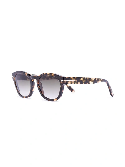 Shop Tom Ford Ft0590 Round-frame Sunglasses In Brown