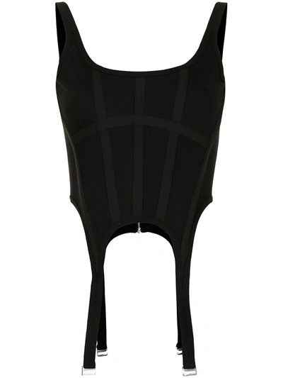 Shop Dion Lee Ribbed Tonal Panel Corset Top In Black
