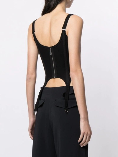 Shop Dion Lee Ribbed Tonal Panel Corset Top In Black