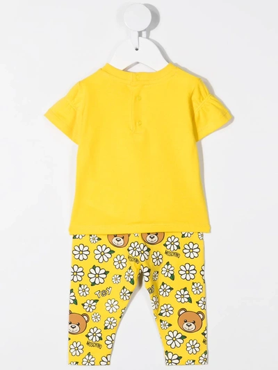 Shop Moschino Floral Teddy Bear Print Tracksuit Set In Yellow
