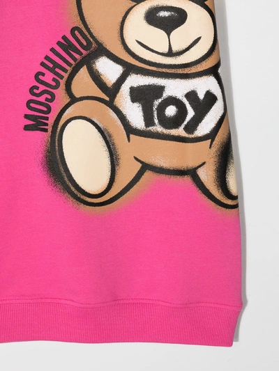 Shop Moschino Teddy Bear Sweatshirt Dress In Pink