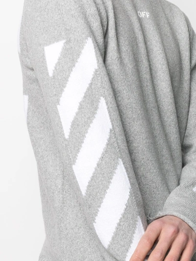 Shop Off-white Logo-print Intarsia-knit Jumper In Grey