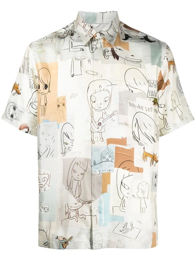 Shop Stella Mccartney X Yoshitomo Nara Illustration-print Shirt In Neutrals