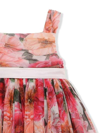 Shop Dolce & Gabbana Floral-print Pleated Mini Dress In Pink