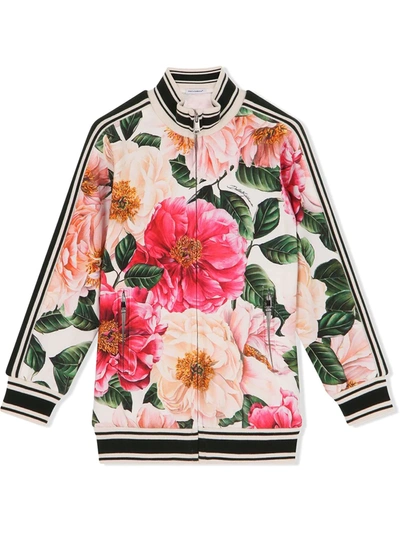 Shop Dolce & Gabbana Floral-print Bomber Jacket In Pink