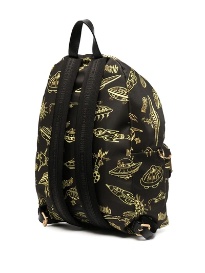 Shop Moschino Ufo-print Backpack In Black