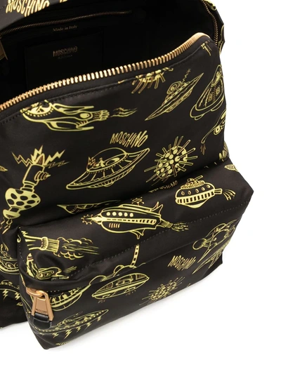 Shop Moschino Ufo-print Backpack In Black