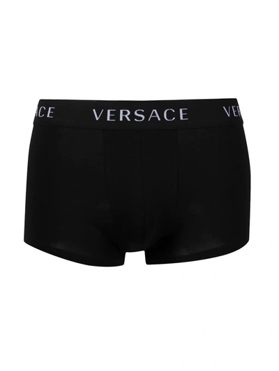 Shop Versace Three-pack Logo Boxers In Black