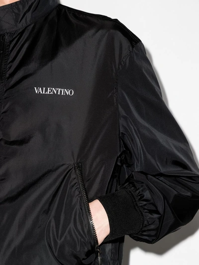 Shop Valentino Logo-print Zip-up Bomber Jacket In Black