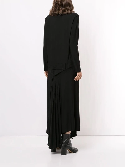 Shop Yohji Yamamoto Draped Knit Dress In Black