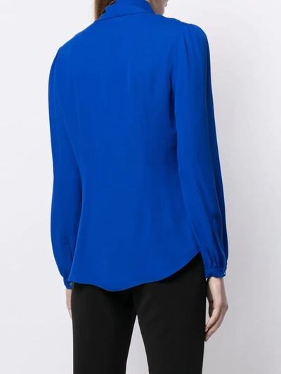 Shop Moschino Long-sleeved Pussy-bow Blouse In Blue